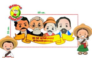 0110 *Los Héroes de la Revolución Mexicana* (60x28 cm.) Foamy. - Imagen 2