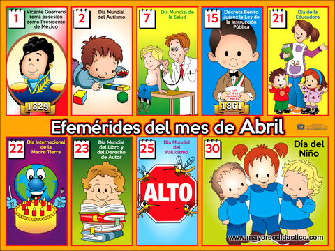 MD0 *Efemérides de Abril* Impresa en Cartulina ( × cm.) – Mayoreo Didáctico de efemerides de marzo y abril MD0 *Efemérides de Abril* Impresa en Cartulina ( × cm.) – Mayoreo Didáctico