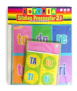 0831 *Lotería Didáctica Sílabas Preescolar 2* 9 Tableros Grandes (20x20cm.)