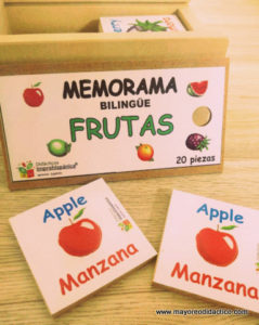 0026 *FRUTAS Memorama d/Madera* (14.5x8 cm.) 20 Piezas.