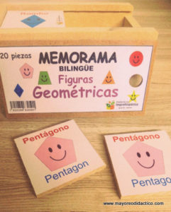 0025 *FIGURAS GEOMÉTRICAS Memorama d/Madera* (14.5x8 cm.) 20 Piezas. - Imagen 2