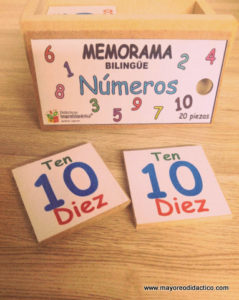 0027 *NÚMEROS Memorama d/Madera* (14.5x8 cm.) 20 Piezas.