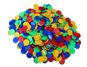 3058 *Fichas para Contar e/Contenedor Plástico* (3cm.) 1000 Pcs.