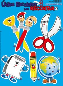 MD416 *Útiles Escolares #2 p/Recortar Español + Ingles al Reverso* (40x65 cm.)
