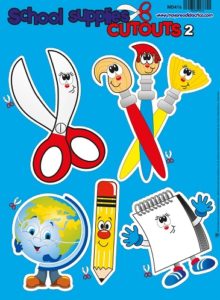 MD416 *Útiles Escolares #2 p/Recortar Español + Ingles al Reverso* (40x65 cm.) - Imagen 2