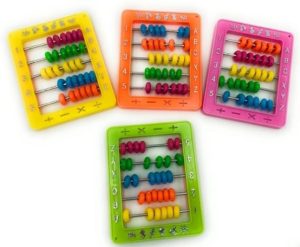 0356 *Mini Ábaco Plástico de 5 Líneas* (7x9 cm.) 4 Clores.