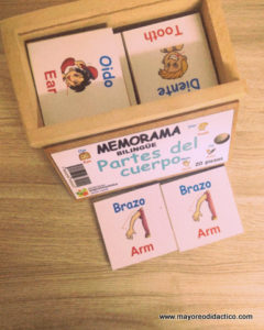 0029 *PARTES DEL CUERPO HUMANO Memorama d/Madera* (14.5x8 cm.) 20 Piezas.