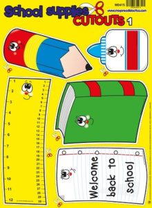 MD415 *Útiles Escolares #1 p/Recortar Español + Ingles al Reverso* (40x65 cm.) - Imagen 2