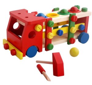 5164 *Camión de Construcción y Golpeo* (30x12 cm.) 4 Bolas d/Colores+ Martillo+ Desarmador.