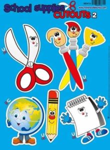 MD416 *Útiles Escolares #2 p/Recortar Español + Ingles al Reverso* (40x65 cm.) - Imagen 2