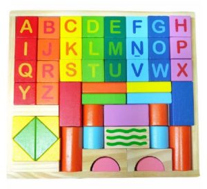 0047A *Building Block-Blocks d/Madera Impresos ABC* (26x23.5 cm.) 52 Pcs. 2 Sets Diferentes.
