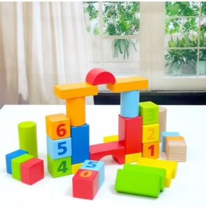 0047-N *Building Block-Blocks d/Madera Impresos Números* (26x23.5 cm.) 52 Pcs. 2 Sets Diferentes.