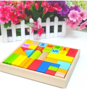 0047-N *Building Block-Blocks d/Madera Impresos Números* (26x23.5 cm.) 52 Pcs. 2 Sets Diferentes. - Imagen 3