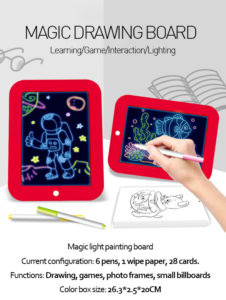 0496 Magic Pad (25.5x19.5 cm.) 3 Plumones Dobles+Borrador+Base Negra+30 Plantillas d/Ejercicios+Instructivo - Imagen 8