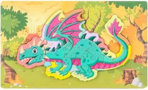0456 *Rompecabezas d/Piezas GRUESAS Dinosaurio* (30x18 cm.) 6 Diferentes. - Imagen 4