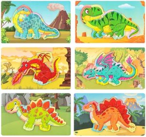 0456 *Rompecabezas d/Piezas GRUESAS Dinosaurio* (30x18 cm.) 6 Diferentes.