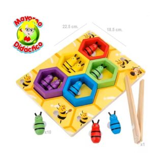 8504 *JUEGO DE COLMENAS* (22.5x18.5x1 cm.) Tablero+4 Colmenas+10 Abejas+Pinzas de Madera. - Imagen 4
