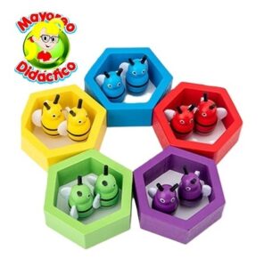 8504 *JUEGO DE COLMENAS* (22.5x18.5x1 cm.) Tablero+4 Colmenas+10 Abejas+Pinzas de Madera. - Imagen 3