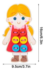 8574 *Montessori Early Education Wear Buttons* (11×18×1.5 cm.) 12 Pcs. 1Niño d/Madera+10 Botones+1Cordón. - Imagen 2