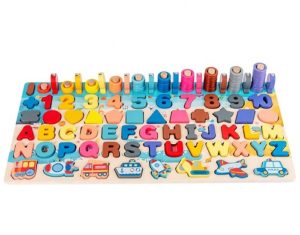 0340 *Tablero de Aprendizaje* (45x22 cm.) ABC, Pesca, Ábaco, Figuras Geométricas, Números y Transportes. - Imagen 2