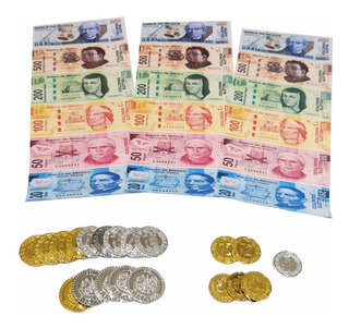 Monedas y billetes de juguete hotsell
