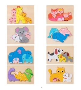 6277 *Rompecabezas d/Madera Grueso de 7 a 11 Pcs. FAMILIAS DE ANIMALITOS* (22.5x15 cm.) 8 Diferentes. - Imagen 2