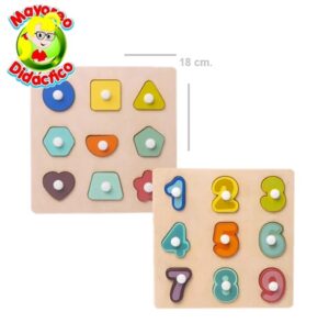 9944 *Rompecabezas d/Madera c/PIJAS Plásticas de 9 Piezas* (18x18 cm.) 2 Diferentes.