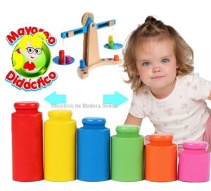 3134 *BALANZA y Cilindros de Madera* (27x21 cm.) Balanza+6 Cilindros. - Imagen 2