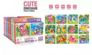 4119 *Cute Dinosaur Rompecabezas d/Cartón en Caja de 20 Pcs.* (21x19 cm.) 12 Diferentes. - Imagen 3