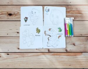 4126-12 *BOLSA c/12 Set de Tarjetas de Cartón Troqueladas p/Iluminar con Guía* (10x10 cm.) 4Tarjetas+ 4Plumones - Imagen 7