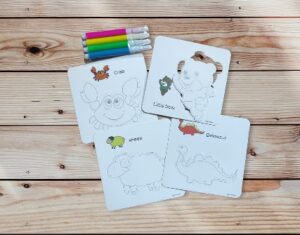 4126-12 *BOLSA c/12 Set de Tarjetas de Cartón Troqueladas p/Iluminar con Guía* (10x10 cm.) 4Tarjetas+ 4Plumones - Imagen 6