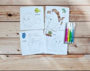 4126-12 *BOLSA c/12 Set de Tarjetas de Cartón Troqueladas p/Iluminar con Guía* (10x10 cm.) 4Tarjetas+ 4Plumones - Imagen 5