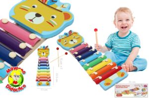 2904 *Xilófono de Madera 8 Notas CARTOON ANIMAL* (13x33.5 cm.) +2 Baquetas. - Imagen 2