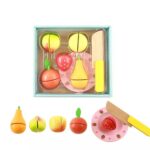 2174 *Caja de Frutas o Vegetales de Madera p/Cortar* (18x20 cm.) 5 Alimentos +Plato +Cuchillo.  2 Diferentes. - Imagen 6