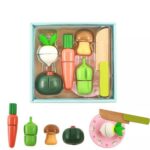 2174 *Caja de Frutas o Vegetales de Madera p/Cortar* (18x20 cm.) 5 Alimentos +Plato +Cuchillo.  2 Diferentes. - Imagen 7