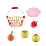 2264 *Canasta de Frutas p/Cortar Todo e/Madera* (20x19 cm.) Canasta+ Plato +Cuchillo +6Frutas. 2 Set´s Diferentes. - Imagen 4