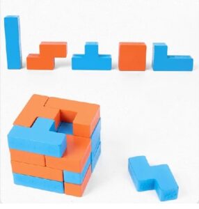 2364 *Cubo p/Construir de Madera* (20x15.5x7 cm.) 20 Pcs. +20 Tarjetas Dobles. - Imagen 4