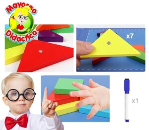2924 *TANGRAM MAGNÉTICO de Madera en Estuche c/Libro y Plumón* (18.5x22.5 cm.) 9 Pcs. - Imagen 2