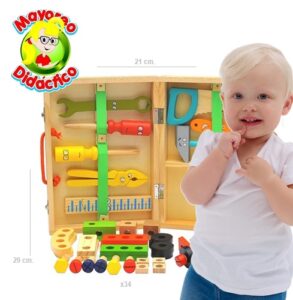 3584 *HERRAMIENTAS OJITOS* (29x21 cm.) 34 Pcs.+Estuche d/Madera. - Imagen 2