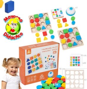 3674 *GEOMETRÍA CONTRA-RELOJ* (18x8 cm.) 2 Tab.+Reloj+32 Figuras+10 Tarjetas Dobles. - Imagen 4