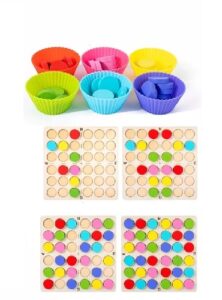 3704 *Tablero de Motricidad Fina y Simetría de Colores* (24x23x5 cm.) 1 Tab.+64 Fichas +6 Recipientes Clasificadores y Manual. - Imagen 5