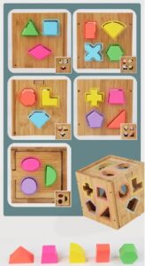 3714 *Cubo de Madera Ensarte Geométrico* (15 cm.) 17 Formas + Cubo. - Imagen 4