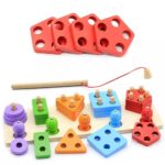 3804 *Tablero Apilador de Pesca y 5 Columnas Geométricas p/Ensarte* (30 x11 cm.) 27 Pcs. - Imagen 5