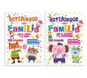 0065 *Actijuegos en Familia Cuaderno d/Ejercicios con Stickers* (21x29 cm.) 28 Pág. 4 Diferentes.