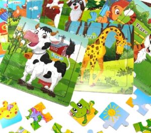 4202 *Rompecabezas d/Madera 20 Pcs Base Ilustrada ANIMALES Y SUS NOMBRES * (15x15 cm.) 12 Diferentes.