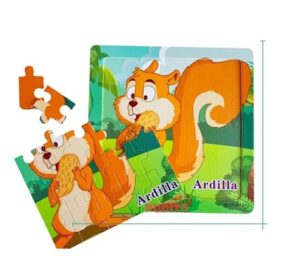 4202 *Rompecabezas d/Madera 20 Pcs Base Ilustrada ANIMALES Y SUS NOMBRES * (15x15 cm.) 12 Diferentes. - Imagen 2