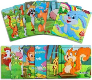 4202 *Rompecabezas d/Madera 20 Pcs Base Ilustrada ANIMALES Y SUS NOMBRES * (15x15 cm.) 12 Diferentes. - Imagen 3