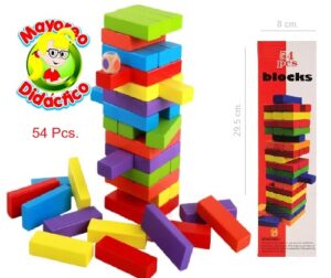 0155 *Jenga Blocks 54 PIEZAS Madera d/Colores* (8x29.5 cm.) - Imagen 2