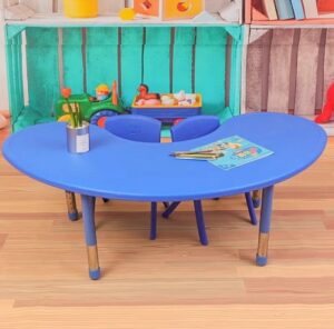 3805 *Mesa Media Luna Cubierta d/Madera Altura Ajustable Reforzada c/Acero* (180x90x  48 a 60 cm.) 3 Colores Diferentes. - Imagen 2