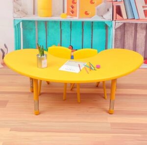 3805 *Mesa Media Luna Cubierta d/Madera Altura Ajustable Reforzada c/Acero* (180x90x  48 a 60 cm.) 3 Colores Diferentes. - Imagen 3